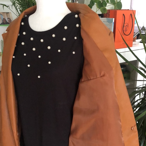 Gorgeous 1X Butter Soft Faux Leather Blazer terra-cotta/caramel colour NWT - Picture 8 of 9